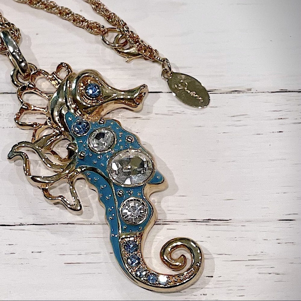 Guess Brand Jeweled Seahorse Necklace